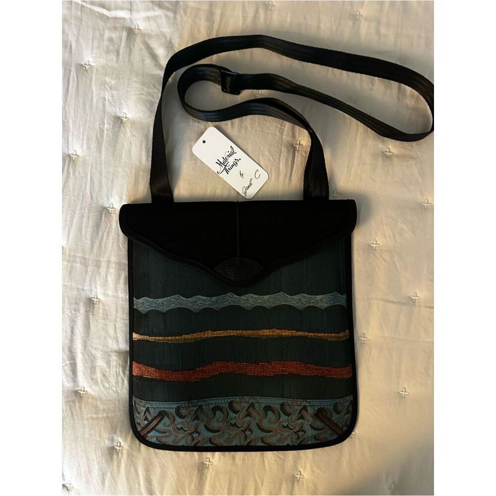 Material Things by Janet C Handmade Mixed Textile Crossbody Bag USA NWT